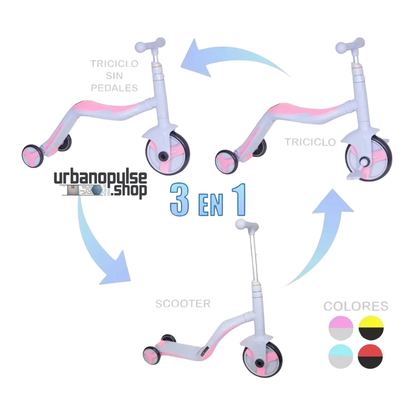 Triciclo Patineta Scooter 3 En 1 Para Ni