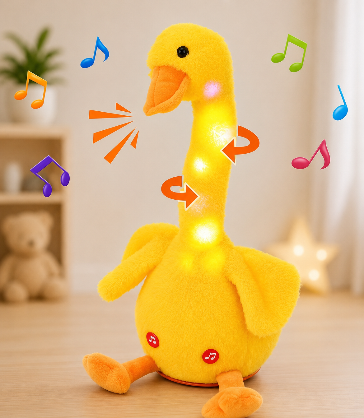 🦆 Pato Bailarín Recargable con Luces, Música y Movimiento